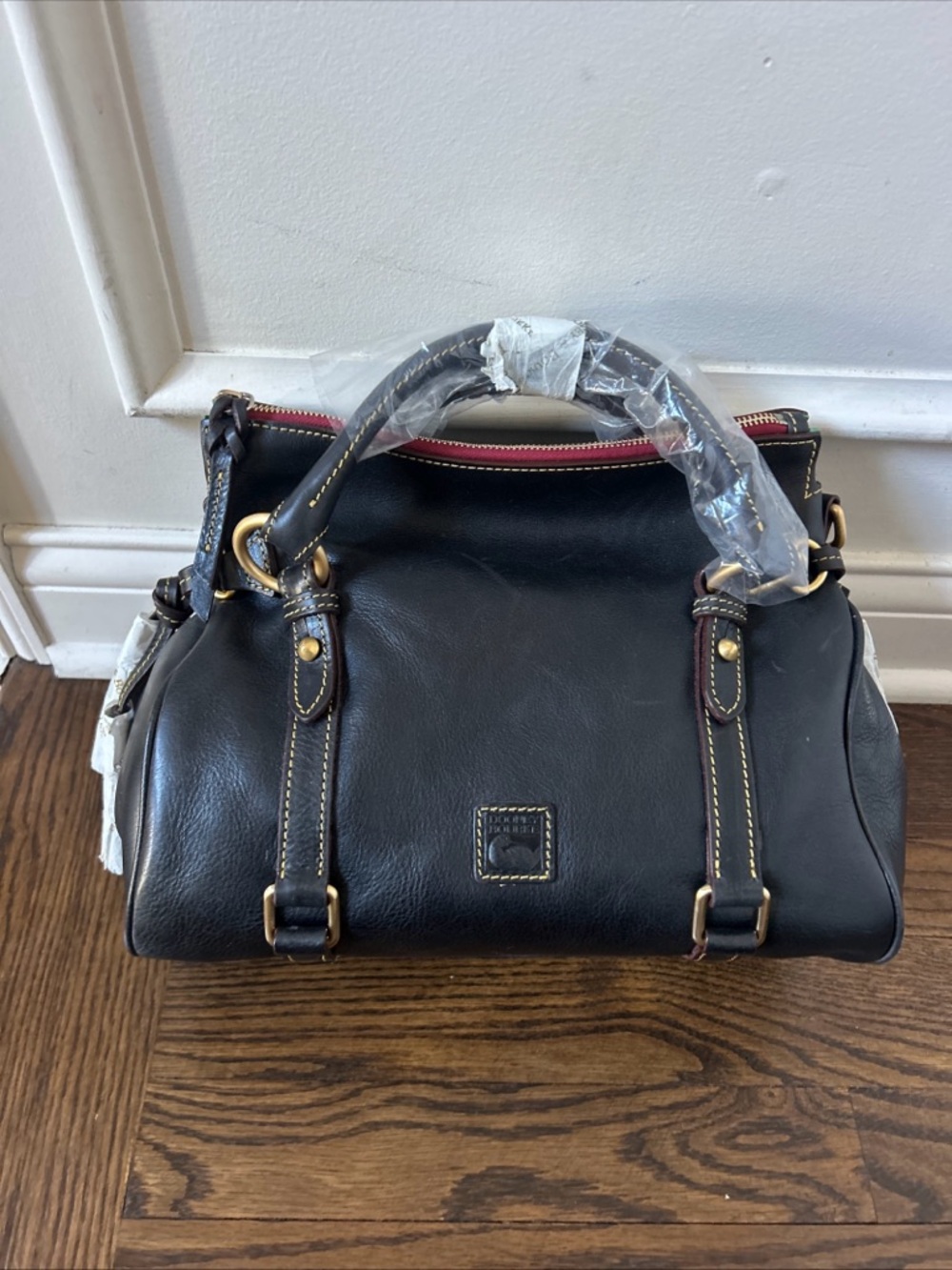 NWT Dooney & Bourke Florentine Leather Navy Small Satchel w/Dust Bag 8L980